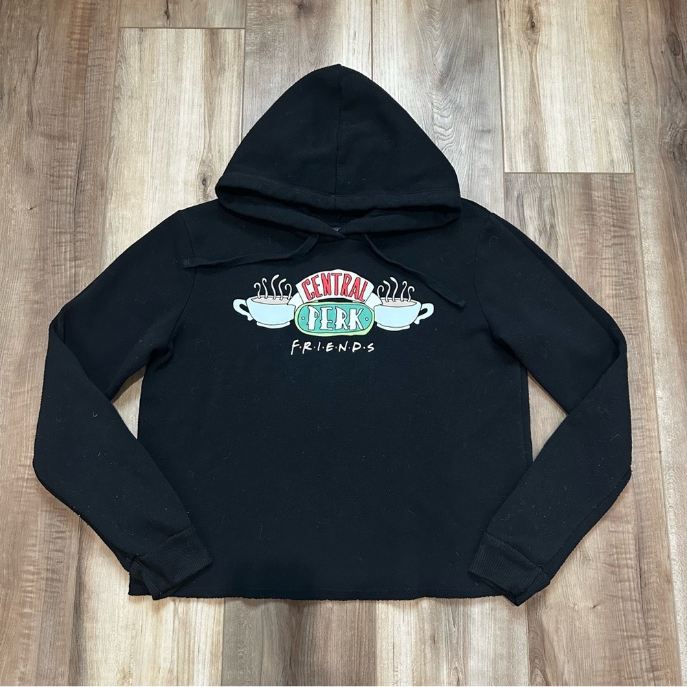 Friends TV Show Cropped Black Hoodie Central Perk Coffee M - Picture 2 of 6